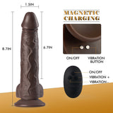 Thrusting Rotating Vibrating Realistic Black Dildo 8.70 Inch