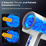 Double-Ended Handheld Vibrating Thrusting &amp; Rotating Automatic Male Masturbator