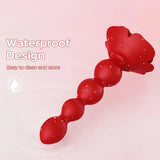 Remote Control Rose Rotating Beads Butt Plug Vibrator